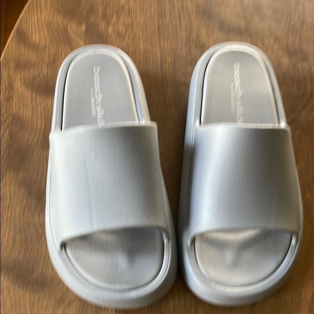 J Slides Silver Sandals with Cushioned Comfort